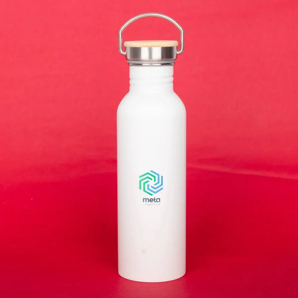 Personalized Aquabot 750 MI Stainless Steel-Metal Steel Cap with Wooden Lid